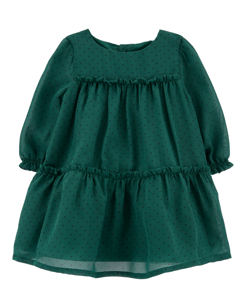 Carter's Baby Girl Green Tiered Crepe Holiday Dress