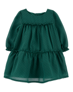 Carter's Baby Girl Green Tiered Crepe Holiday Dress