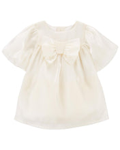 Load image into Gallery viewer, Carter&#39;s Baby Girl Gold Cream Holiday Bow Dress
