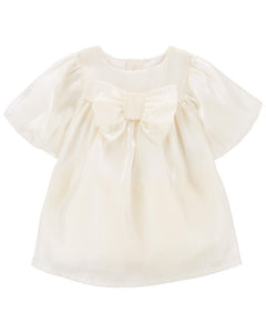 Carter's Baby Girl Gold Cream Holiday Bow Dress