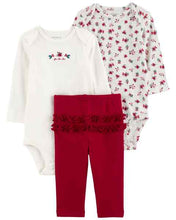 Load image into Gallery viewer, Carter&#39;s 3pc Baby Girl Fa La La Bodysuits and Pants Set
