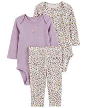 Cargar imagen en el visor de la galería, Carter&#39;s 3pc Baby Girl Purple Floral Set
