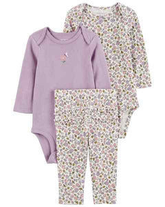 Carter's 3pc Baby Girl Purple Floral Set