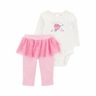 Carter's 2pc Baby Girl Valentine Longsleeve Bodysuit and Tutu Pants Set