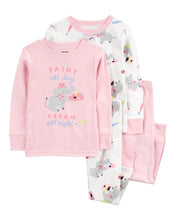 Load image into Gallery viewer, Carter&#39;s 4pc Baby Girl Elephant Paint all Day Snug Fit Cotton Pajama Set
