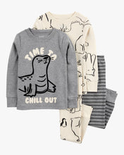 Load image into Gallery viewer, Carter&#39;s 4pc Baby Boy Seal Time to Chill Out Snug Fit Cotton Pajama Set
