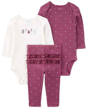 Cargar imagen en el visor de la galería, Carter&#39;s 3pc Baby Girl Burgundy Heart Print Set
