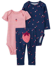 Cargar imagen en el visor de la galería, Carter&#39;s 3pc Baby Girl Navy Strawberry Set
