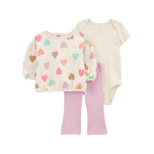 Cargar imagen en el visor de la galería, Carter&#39;s 3pc Baby Girl Hearts Sweater Set
