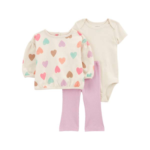 Carter's 3pc Baby Girl Hearts Sweater Set