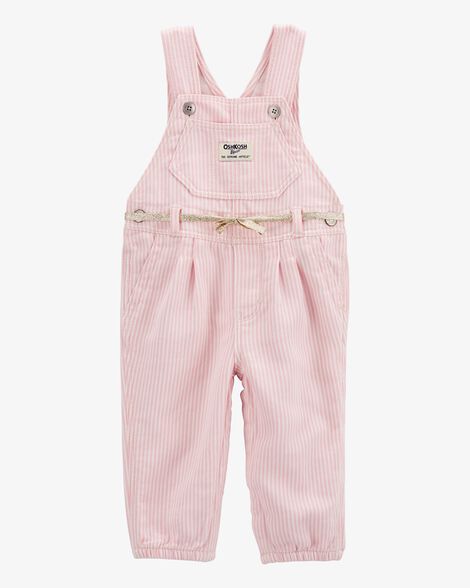 OshKosh Baby Girl Pink Striped Overalls