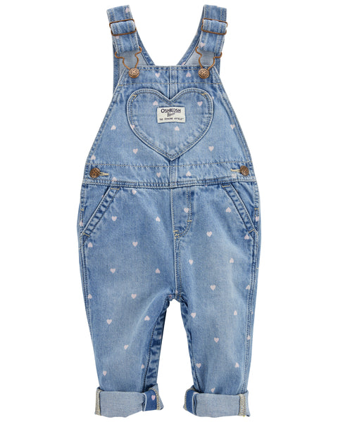 OshKosh Baby Girl Denim Hearts Overalls