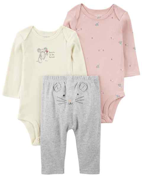 Carter's 3pc Baby Girl Floral Mouse Set