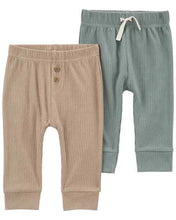 Load image into Gallery viewer, Carter&#39;s 2pc Baby Boy Brown/Sage Soft Pants Set
