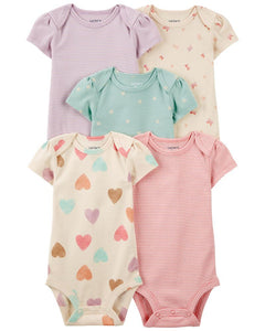 Carter's 5pc Baby Girl Multi Color Bodysuit Set