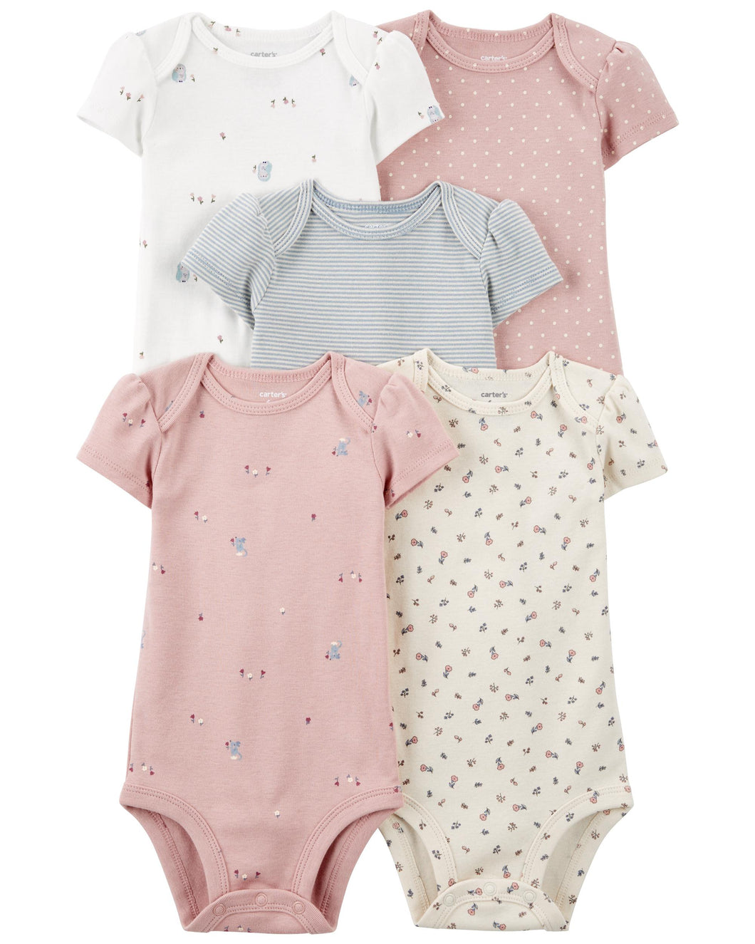 Carter's 5pc Baby Girl Floral Mouse Bodysuit Set