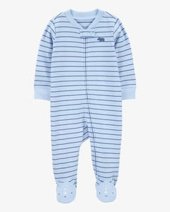 Carter's Baby Boy Blue Rhino Striped 2-Way Zip Cotton Footie Coverall