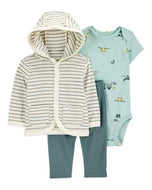 Carter's 3pc Baby Boy Blue Car Hoodie, Bodysuit and Pants Set