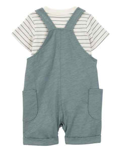 Carter's 3pc Baby Boy Blue Car Shortall, Tee and Bib Set