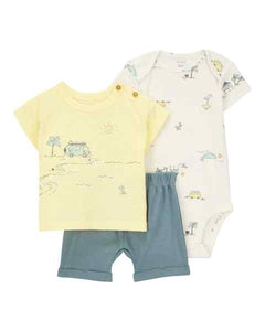 Carter's 3pc Baby Boy Blue Car Short Set