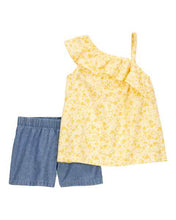 Afbeelding in Gallery-weergave laden, Carter&#39;s 2pc Baby Girl Yellow Floral Top &amp; Chambray Shorts Set

