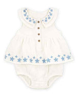 Carter's Baby Girl Ivory Blue Flower Sunsuit