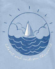 Cargar imagen en el visor de la galería, Carter&#39;s 3pc Baby Boy Blue Sailboat Tee, Bodysuit and Shorts Set
