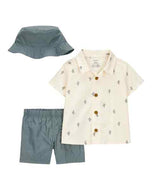 Carter's 3pc Baby Boy Cactus Shirt, Bucket Hat and Shorts Set
