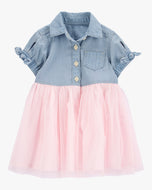 OshKosh Baby Girl Denim Pink Tulle Dress