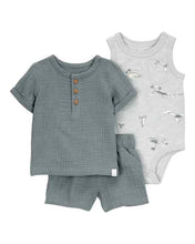 Cargar imagen en el visor de la galería, Carter&#39;s 3pc Baby Boy Tee, Bodysuit and Shorts Set
