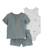 Carter's 3pc Baby Boy Tee, Bodysuit and Shorts Set
