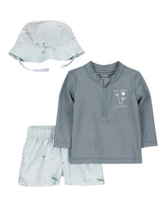 Carter's 3pc Baby Boy Bucket Hat, Rashguard and Swim Shorts Set