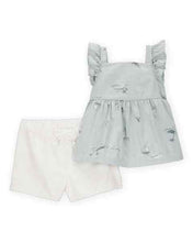 Cargar imagen en el visor de la galería, Carter&#39;s 2pc Baby Girl Flutter Top &amp; White Shorts Set
