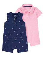 Carter's 2pc Baby Boy Navy/ Pink Romper Set