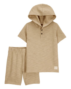 Carter's 2pc Baby Boy Khaki Hoodie and Shorts Set