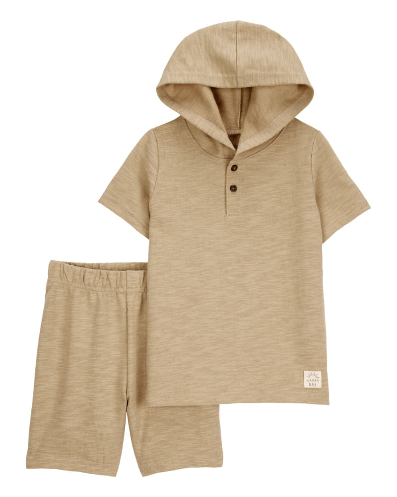 Carter's 2pc Baby Boy Khaki Hoodie and Shorts Set
