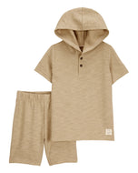 Carter's 2pc Baby Boy Khaki Hoodie and Shorts Set