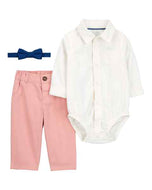 Carter's 3pc Baby Boy Pink and White Dress Me Up Bowtie Set