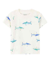 Carregar imagem no visualizador da galeria, Carter&#39;s 2pc Baby Boy Grey Shortall and Shark Print Tee Set
