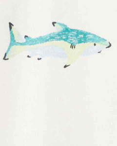 Carter's 2pc Baby Boy Grey Shortall and Shark Print Tee Set