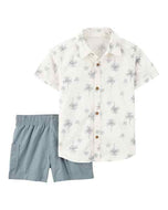Carter's 2pc Baby Boy Palm Print Shirt & Cargo Shorts