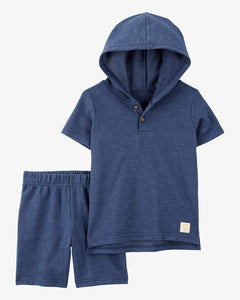 Carter's 2pc Baby Boy Navy Hoodie and Shorts Set