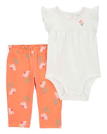 Carter's 2pc Baby Girl Orange Floral Set