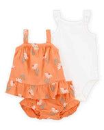 Carter's 3pc Baby Girl Orange Floral Print Set