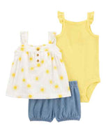 Carter's 3pc Baby Girl Yellow Sun Print Set