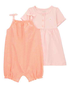 Carter's 2pc Baby Girl Coral Romper & Dress Set