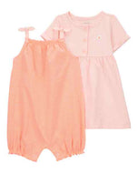 Carter's 2pc Baby Girl Coral Romper & Dress Set