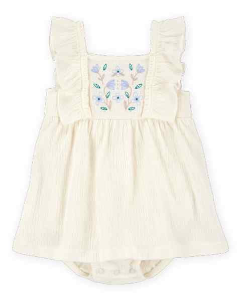 Carter's Baby Girl White Flower Sunsuit