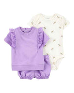 Carter's 3pc Baby Girl Purple Zebra Print Set