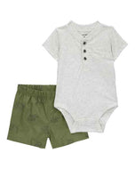 Carter's 2pc Baby Boy Bodysuit & Green Shorts Set